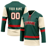 Custom Team Design Kelly Green & Cream Colors Design Sports Hockey Jersey HK00NP101505