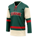 Custom Team Design Kelly Green & Cream Colors Design Sports Hockey Jersey HK00MW101505