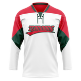 Custom Team Design White & Red Colors Design Sports Hockey Jersey HK00NJD040209