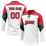 Custom Team Design White & Red Colors Design Sports Hockey Jersey