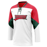 Custom Team Design White & Red Colors Design Sports Hockey Jersey HK00NJD040209