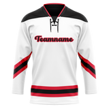 Custom Team Design White & Black Colors Design Sports Hockey Jersey HK00NJD060201