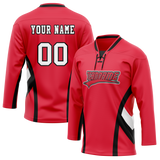 Custom Team Design Red & Black Colors Design Sports Hockey Jersey HK00NJD070901