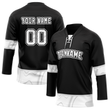 Custom Team Design Black & White Colors Design Sports Hockey Jersey HK00NJD080102