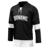 Custom Team Design Black & White Colors Design Sports Hockey Jersey HK00NJD080102