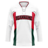 Custom Team Design White & Red Colors Design Sports Hockey Jersey HK00PF100209