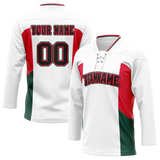 Custom Team Design White & Red Colors Design Sports Hockey Jersey