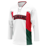 Custom Team Design White & Red Colors Design Sports Hockey Jersey HK00PF100209