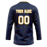 Custom Team Design Navy Blue & White Colors Design Sports Hockey Jersey HK00NP031802