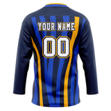 Custom Team Design Navy Blue & Gold Colors Design Sports Hockey Jersey HK00WJ051813