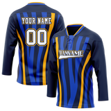 Custom Team Design Navy Blue & Gold Colors Design Sports Hockey Jersey HK00WJ051813