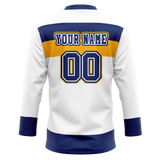 Custom Team Design White & Navy Blue Colors Design Sports Hockey Jersey HK00WJ060218