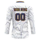 Custom Team Design White & Navy Blue Colors Design Sports Hockey Jersey HK00NP080218