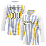 Custom Team Design White & Light Blue Colors Design Sports Hockey Jersey HK00WJ100221