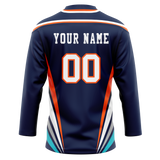 Custom Team Design Navy Blue & Orange Colors Design Sports Hockey Jersey HK00NYI011810