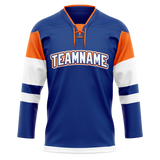 Custom Team Design Blue & White Colors Design Sports Hockey Jersey HK00NYI022002