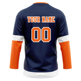 Custom Team Design Navy Blue & Orange Colors Design Sports Hockey Jersey HK00NYI041810