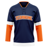 Custom Team Design Navy Blue & Orange Colors Design Sports Hockey Jersey HK00NYI041810