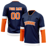 Custom Team Design Navy Blue & Orange Colors Design Sports Hockey Jersey