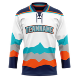 Custom Team Design White & Teal Colors Design Sports Hockey Jersey HK00NYI050217