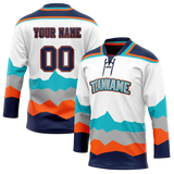 Custom Team Design White & Teal Colors Design Sports Hockey Jersey