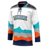 Custom Team Design White & Teal Colors Design Sports Hockey Jersey HK00NJD050217