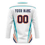 Custom Team Design White & Teal Colors Design Sports Hockey Jersey HK00NYI060217