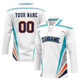 Custom Team Design White & Teal Colors Design Sports Hockey Jersey HK00NYI060217