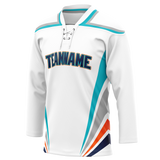 Custom Team Design White & Teal Colors Design Sports Hockey Jersey HK00NYI060217