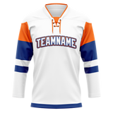 Custom Team Design White & Orange Colors Design Sports Hockey Jersey HK00NYI070210