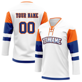 Custom Team Design White & Orange Colors Design Sports Hockey Jersey