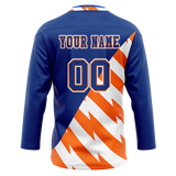 Custom Team Design Royal Blue & Orange Colors Design Sports Hockey Jersey HK00NJD081910