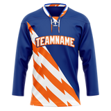 Custom Team Design Royal Blue & Orange Colors Design Sports Hockey Jersey HK00NJD081910