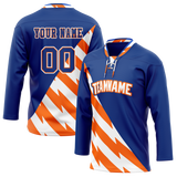 Custom Team Design Royal Blue & Orange Colors Design Sports Hockey Jersey