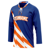 Custom Team Design Royal Blue & Orange Colors Design Sports Hockey Jersey HK00NJD081910