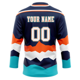 Custom Team Design Navy Blue & Orange Colors Design Sports Hockey Jersey HK00NJD101810