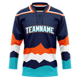 Custom Team Design Navy Blue & Orange Colors Design Sports Hockey Jersey HK00NYI101810