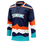 Custom Team Design Navy Blue & Orange Colors Design Sports Hockey Jersey HK00NYI101810