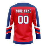 Custom Team Design Red & Royal Blue Colors Design Sports Hockey Jersey HK00NYR020919