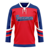 Custom Team Design Red & Royal Blue Colors Design Sports Hockey Jersey HK00BB020919