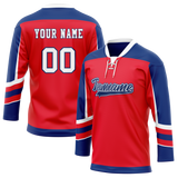 Custom Team Design Red & Royal Blue Colors Design Sports Hockey Jersey