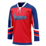 Custom Team Design Red & Royal Blue Colors Design Sports Hockey Jersey HK00NYR020919