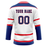 Custom Team Design White & Royal Blue Colors Design Sports Hockey Jersey HK00NYR030219