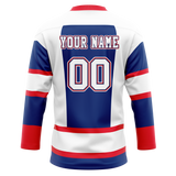 Custom Team Design White & Royal Blue Colors Design Sports Hockey Jersey HK00BB050219