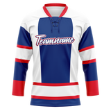 Custom Team Design White & Royal Blue Colors Design Sports Hockey Jersey HK00NYR050219