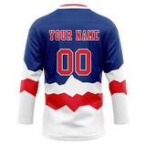 Custom Team Design Royal Blue & White Colors Design Sports Hockey Jersey HK00NYR061902