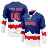 Custom Team Design Royal Blue & White Colors Design Sports Hockey Jersey