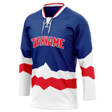 Custom Team Design Royal Blue & White Colors Design Sports Hockey Jersey HK00NYR061902