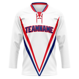 Custom Team Design White & Red Colors Design Sports Hockey Jersey HK00BB070209