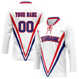 Custom Team Design White & Red Colors Design Sports Hockey Jersey